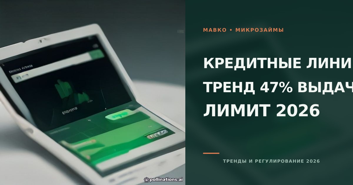 Иллюстрация к статье о кредитных линиях МФО, тренде 47% выдач в 2026 году и возобновляемом лимите микрозаймов